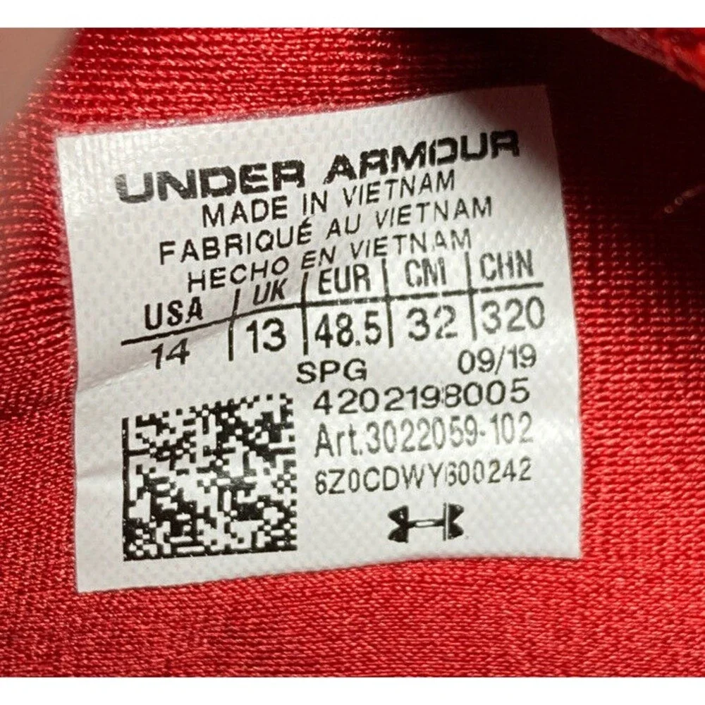 Under Armour‎ Harper 4 Low St Metal Baseball Cleats White Red Mens Size 14